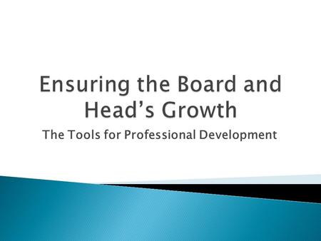 The Tools for Professional Development.  Consider optimal board composition: mix of skills, experience and personalities  Carefully analyze mix of personal.