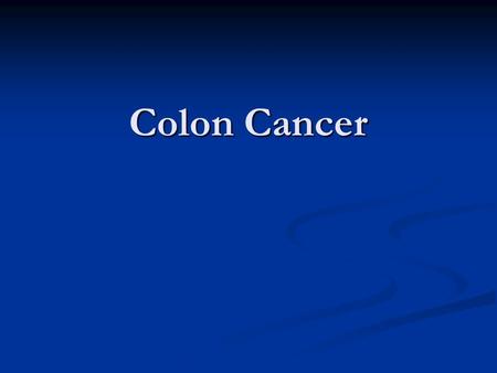Colon Cancer First Page.