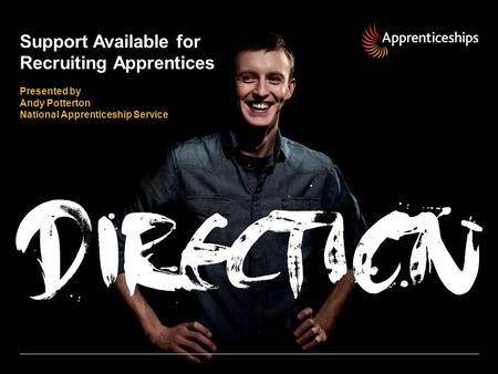 Support Available for Recruiting Apprentices Presented by Andy Potterton National Apprenticeship Service.
