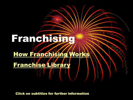 Franchising How Franchising Works Franchise Library Click on subtitles for further information.