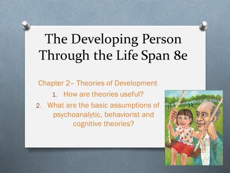 The Developing Person Through the Life Span 8e Chapter 2– Theories of Development 1. How are theories useful? 2. What are the basic assumptions of psychoanalytic,
