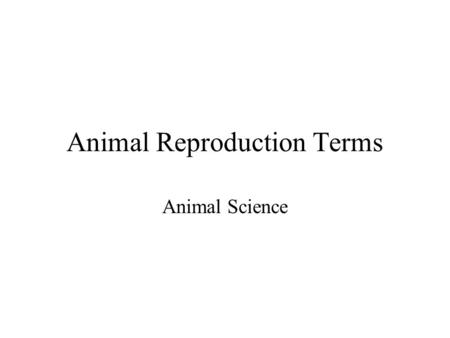 Animal Reproduction Terms