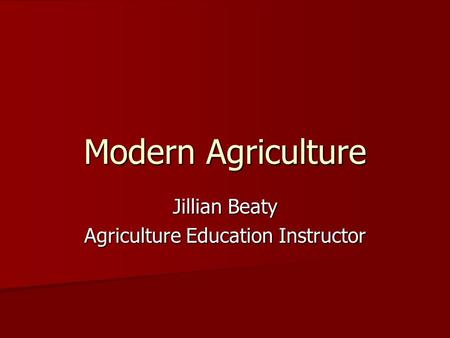 Jillian Beaty Agriculture Education Instructor