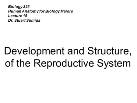 Development and Structure, of the Reproductive System