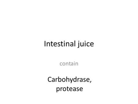 Intestinal juice contain Carbohydrase, protease. Digestion of protein starts at K.