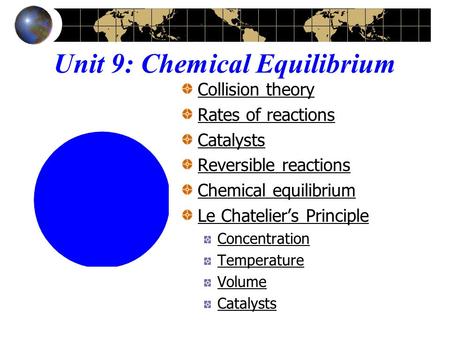 Unit 9: Chemical Equilibrium
