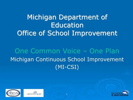 Michigan Department of Education Office of School Improvement