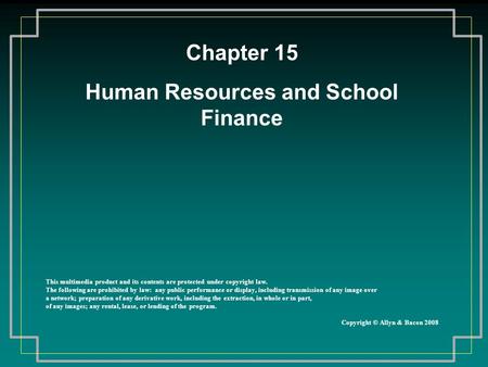 Human Resources and School Finance