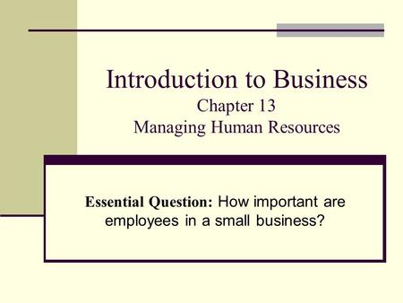 Introduction to Business Chapter 13
