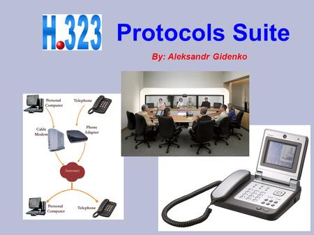 Protocols Suite By: Aleksandr Gidenko. What is H.323? H.323 is a multimedia conferencing protocol for voice, video and data over IP-based networks that.
