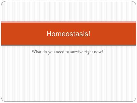 What do you need to survive right now? Homeostasis!