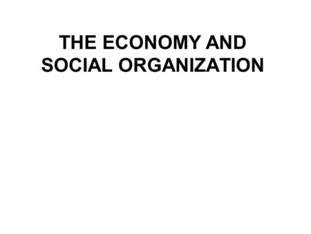 THE ECONOMY AND SOCIAL ORGANIZATION. Property rights The ownership of property -- factors of production and the output of goods and services -- must be.