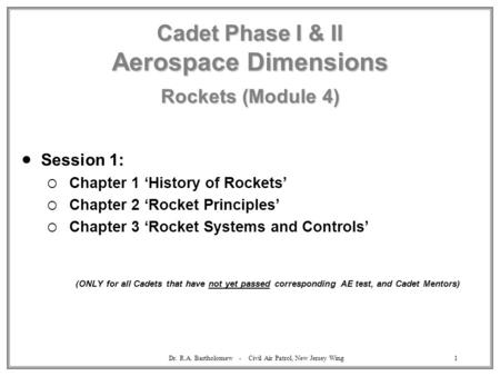 Cadet Phase I & II Aerospace Dimensions Rockets (Module 4)