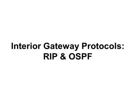 Interior Gateway Protocols: RIP & OSPF