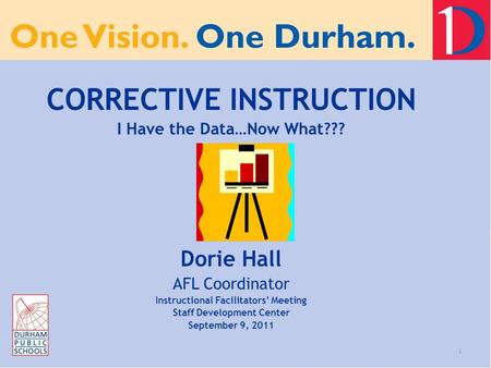 1 CORRECTIVE INSTRUCTION I Have the Data…Now What??? Dorie Hall AFL Coordinator Instructional Facilitators’ Meeting Staff Development Center September.