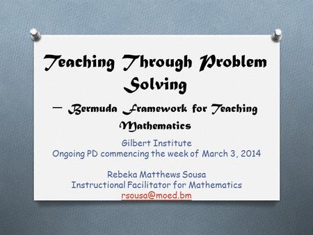 Gilbert Institute Ongoing PD commencing the week of March 3, 2014