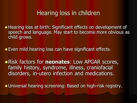 Hearing loss in children
