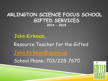 Arlington Science Focus School Gifted Services