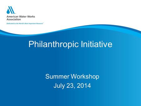 Philanthropic Initiative Summer Workshop July 23, 2014.