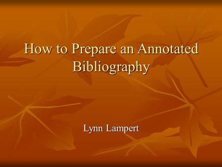 annotated bibliography ppt