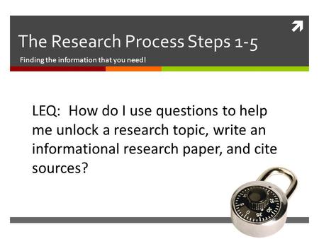 The Research Process Steps 1-5
