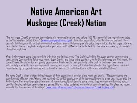 Native American Art Muskogee (Creek) Nation