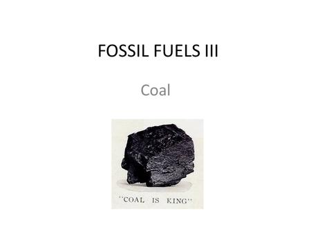 FOSSIL FUELS III Coal.