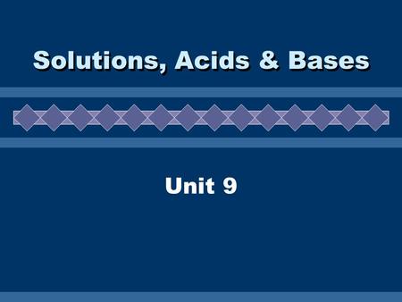Solutions, Acids & Bases