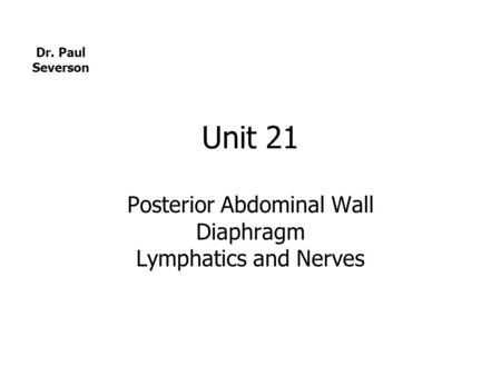 Posterior Abdominal Wall Diaphragm Lymphatics and Nerves