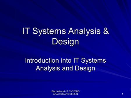 IT Systems Analysis & Design