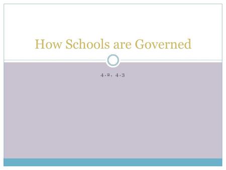 4.2, 4.3 How Schools are Governed. Who is the individual or group responsible for making these decisions?