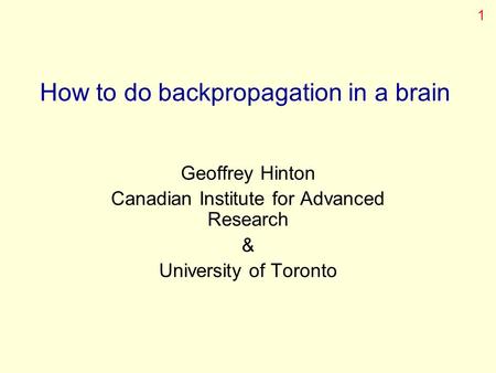 How to do backpropagation in a brain