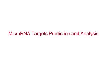 MicroRNA Targets Prediction and Analysis. Small RNAs play important roles The Nobel Prize in Physiology or Medicine for 2006 Andrew Z. Fire and Craig.