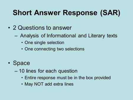 Short Answer Response (SAR)