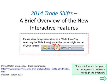 2014 Trade Shifts – A Brief Overview of the New Interactive Features United States International Trade Commission