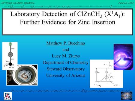 June 22, 2012 67 th Symp. on Molec. Spectrosc. Laboratory Detection of ClZnCH 3 (X 1 A 1 ): Further Evidence for Zinc Insertion Matthew P. Bucchino and.