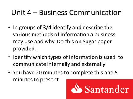 Unit 4 – Business Communication