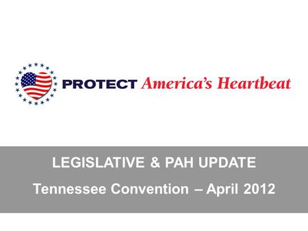 LEGISLATIVE & PAH UPDATE Tennessee Convention – April 2012.