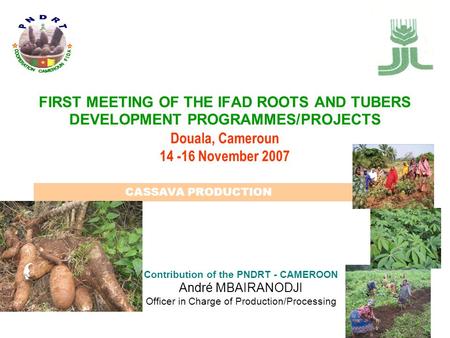 FIRST MEETING OF THE IFAD ROOTS AND TUBERS DEVELOPMENT PROGRAMMES/PROJECTS Douala, Cameroun 14 -16 November 2007 Contribution of the PNDRT - CAMEROON André.