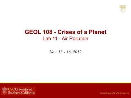 GEOL Crises of a Planet Lab 11 - Air Pollution