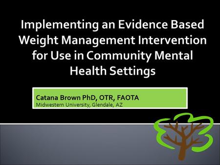 Catana Brown PhD, OTR, FAOTA Midwestern University, Glendale, AZ.