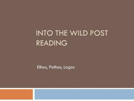 Into the Wild Post Reading