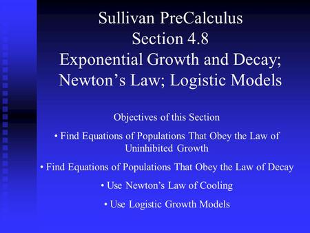 Sullivan PreCalculus Section 4