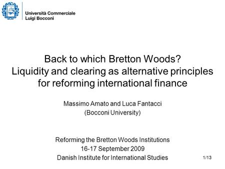 Back to which Bretton Woods