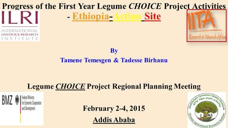 Progress of the First Year Legume CHOICE Project Activities - Ethiopia-Action Site By Tamene Temesgen & Tadesse Birhanu Legume CHOICE Project Regional.