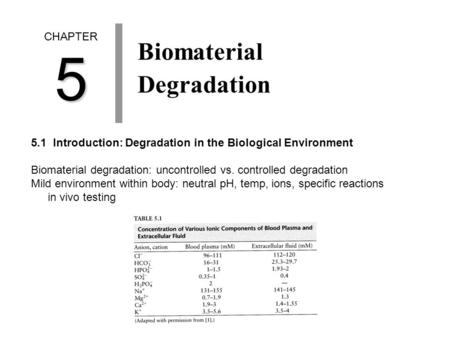 5 Biomaterial Degradation CHAPTER