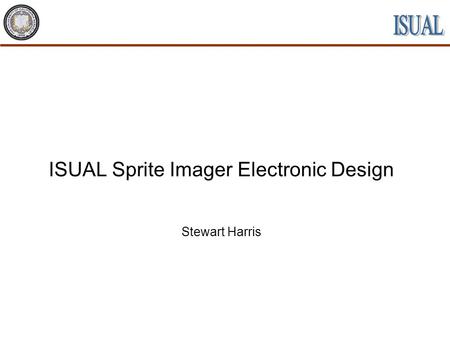 ISUAL Sprite Imager Electronic Design Stewart Harris.