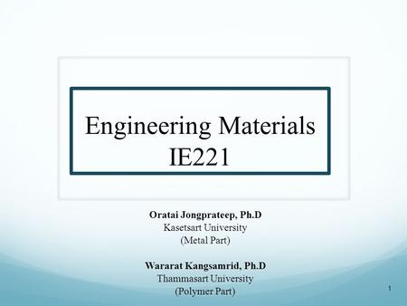 Engineering Materials IE221
