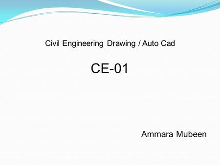 Civil Engineering Drawing / Auto Cad CE-01 Ammara Mubeen.