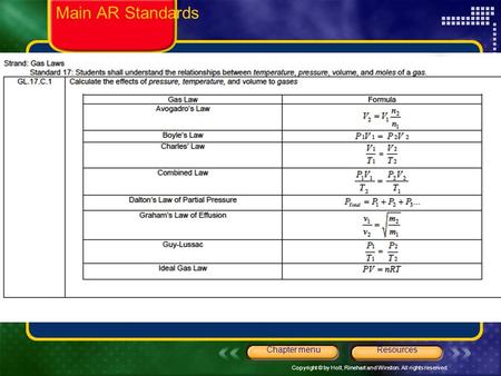 Main AR Standards Chapter menu Resources